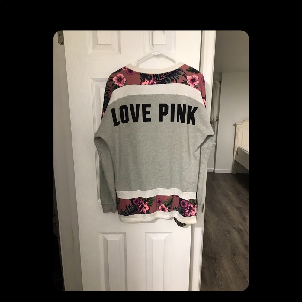 PINK LONG SLEEVE CAMPUS TEE - TROPICAL